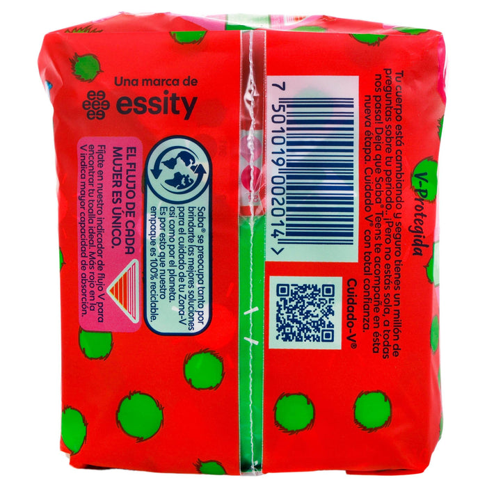 Toallas Saba Teens Ultradelgada Larga Con Alas Con 10 - WeCare Pharma