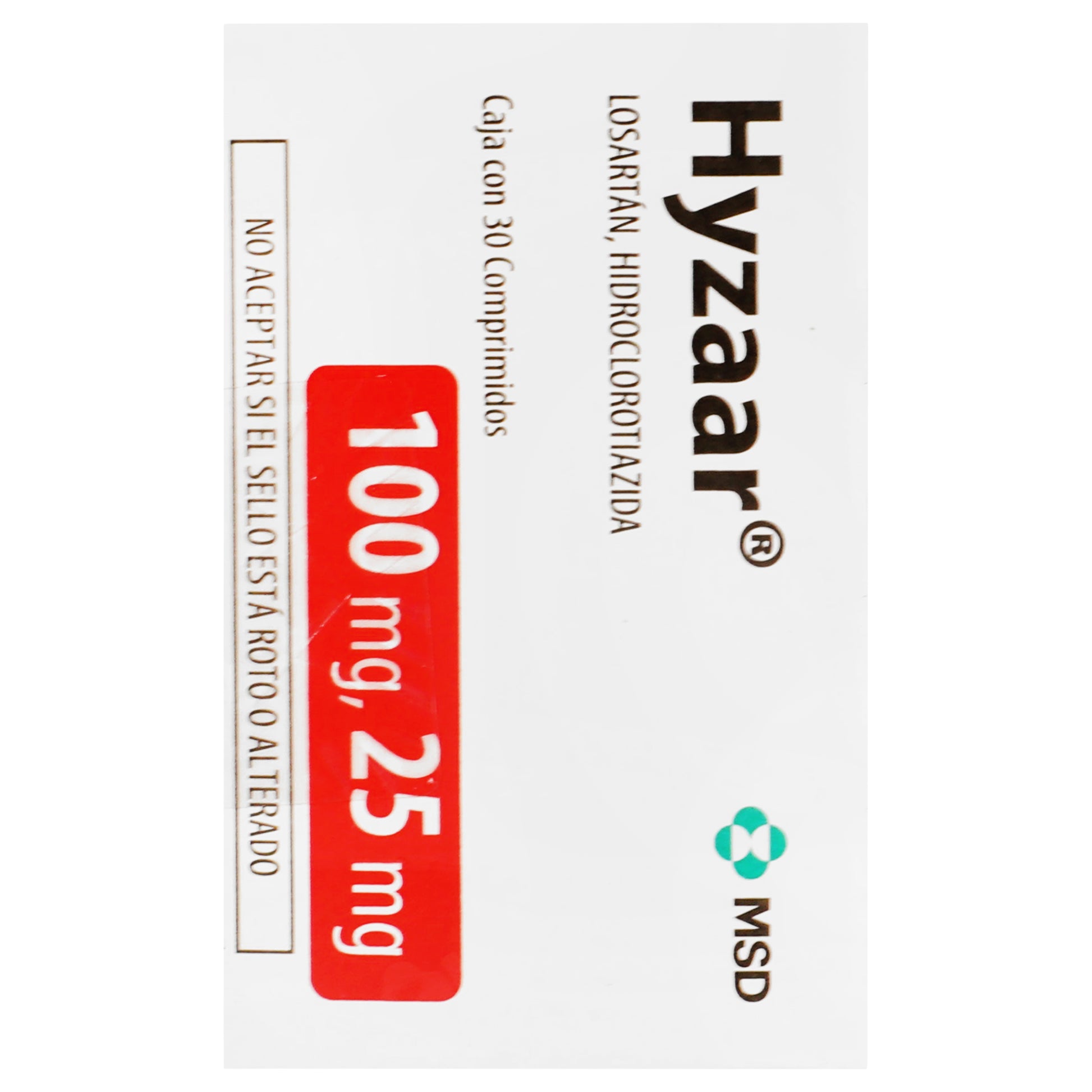 Hyzaar 100Mg/25Mg Con 30 Comprimidos (Losartan/Hidroclorotiazida) 8 - 7501326000994