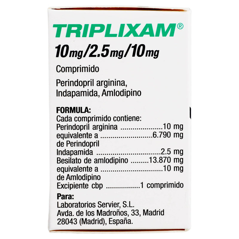 Triplixam 10Mg/2.5Mg/10Mg Con 30 Comprimidos (Perindopril/Arginina/Indapamida/Amlodipino) - WeCare Pharma