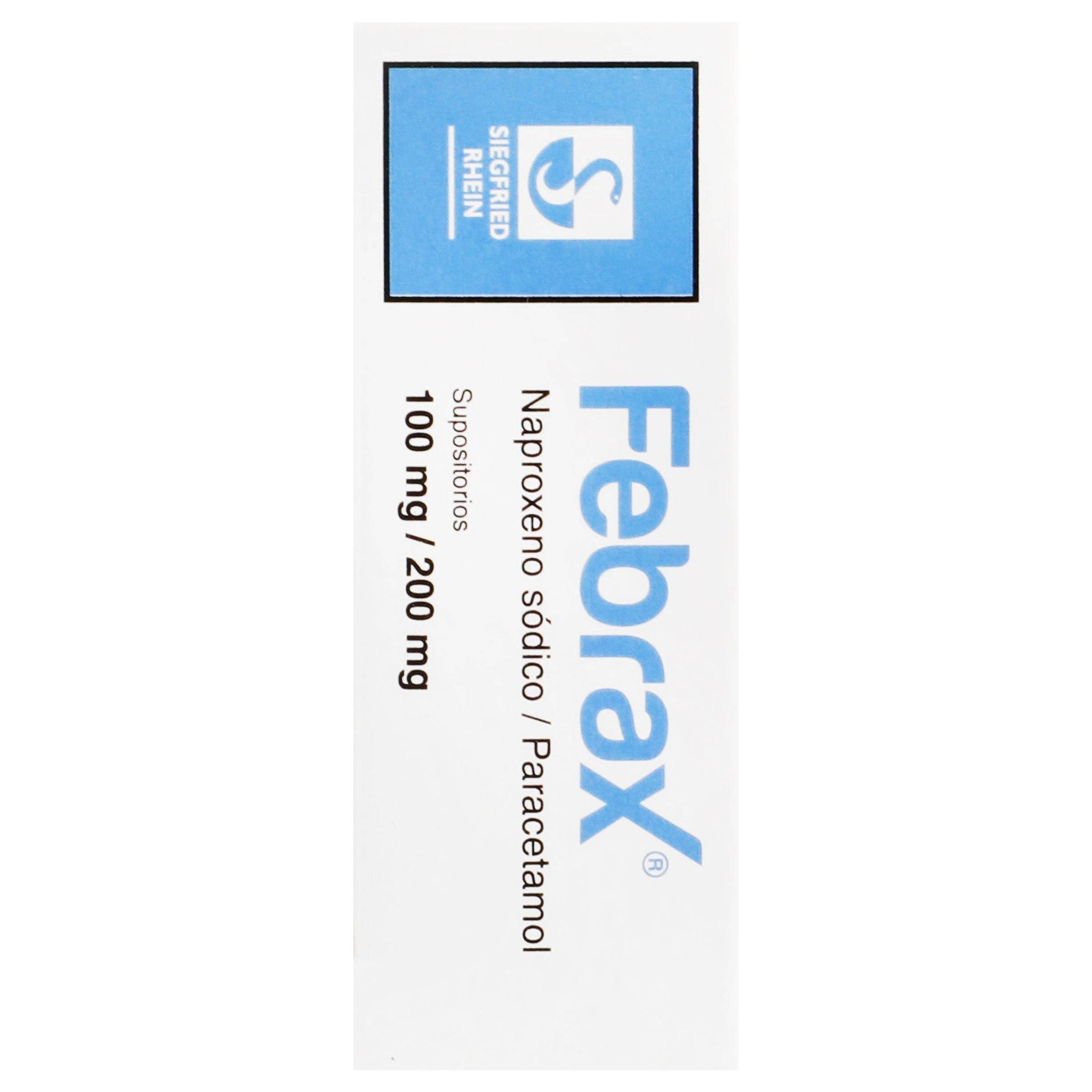 Febrax Supositorio 100/200Mg Con 5 (Naproxeno/Paracetamol) — WeCare Pharma