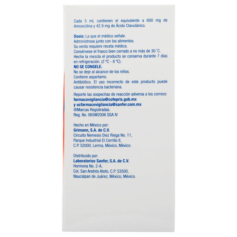 Clavulin 12H Suspensión 600Mg/42.9Mg/5Ml 70Ml (Amoxicilina/Acido Clavulanico) - WeCare Pharma