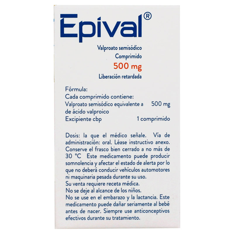 Epival 500Mg Con 30 Comprimidos (Valproato Semisodico) - WeCare Pharma