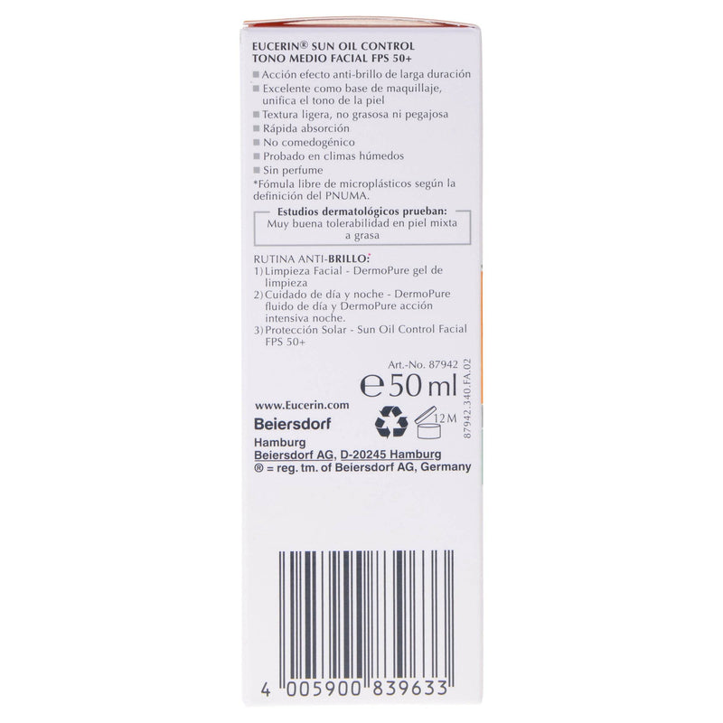 Eucerin Sun Face Oil Control Tono Medio Fps50 50Ml - WeCare Pharma