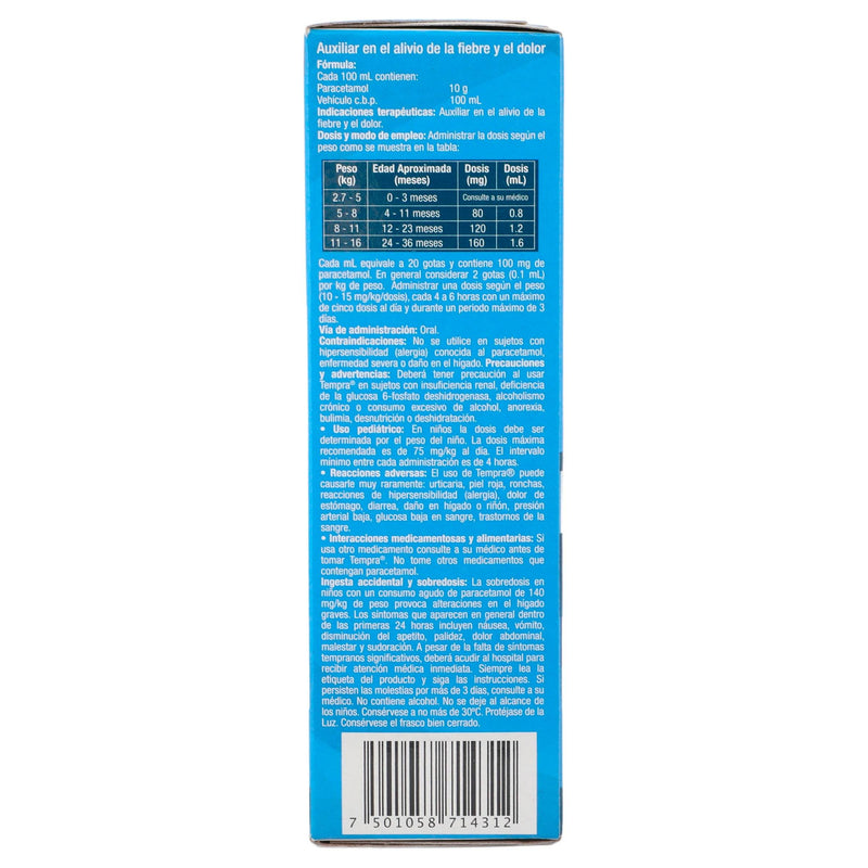Tempra Ped Gotas 100Mg/Ml 30Ml (Paracetamol) - WeCare Pharma