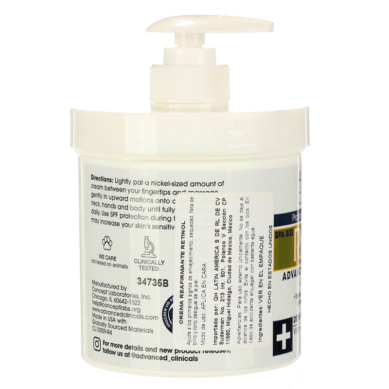 Advanced Clinicals Retinol Crema 454G - WeCare Pharma