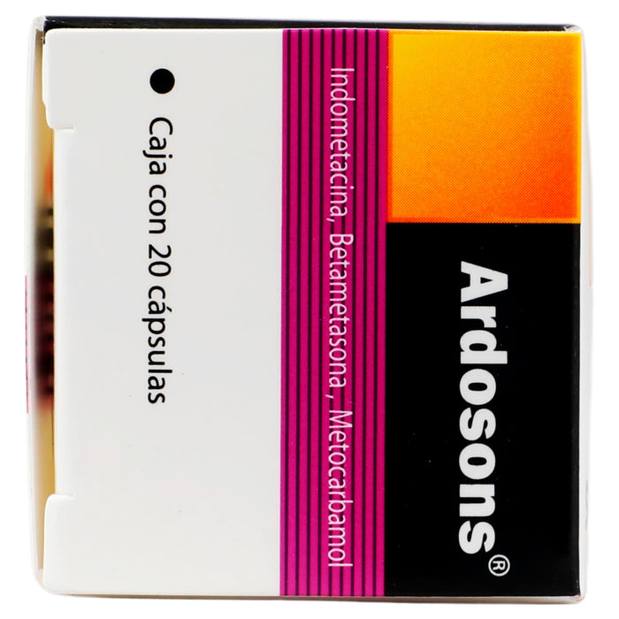 Ardosons 25Mg/0.75Mg/215Mg Con 20 Capsulas (Indometacina/Betametasona/Metocarbamol) 7 - 7502001162426