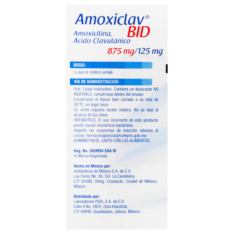 Amoxiclav Bid 875Mg/125Mg Con 14 Tabletas (Amoxicilina/Clavunalato) - WeCare Pharma