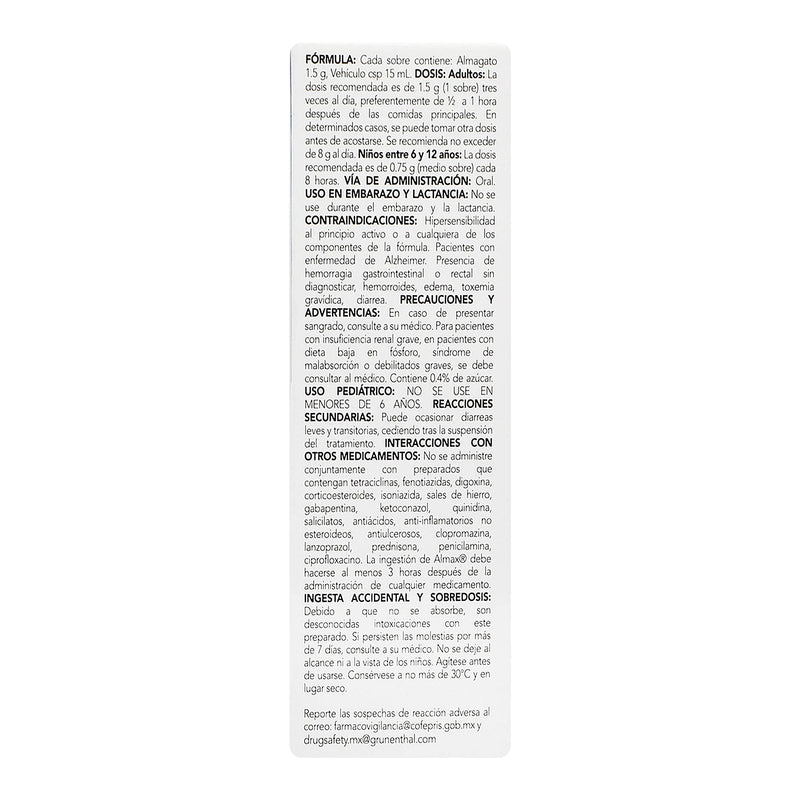 Almax Sobre 1.5G/15Ml Con 12 (Almagato) - WeCare Pharma