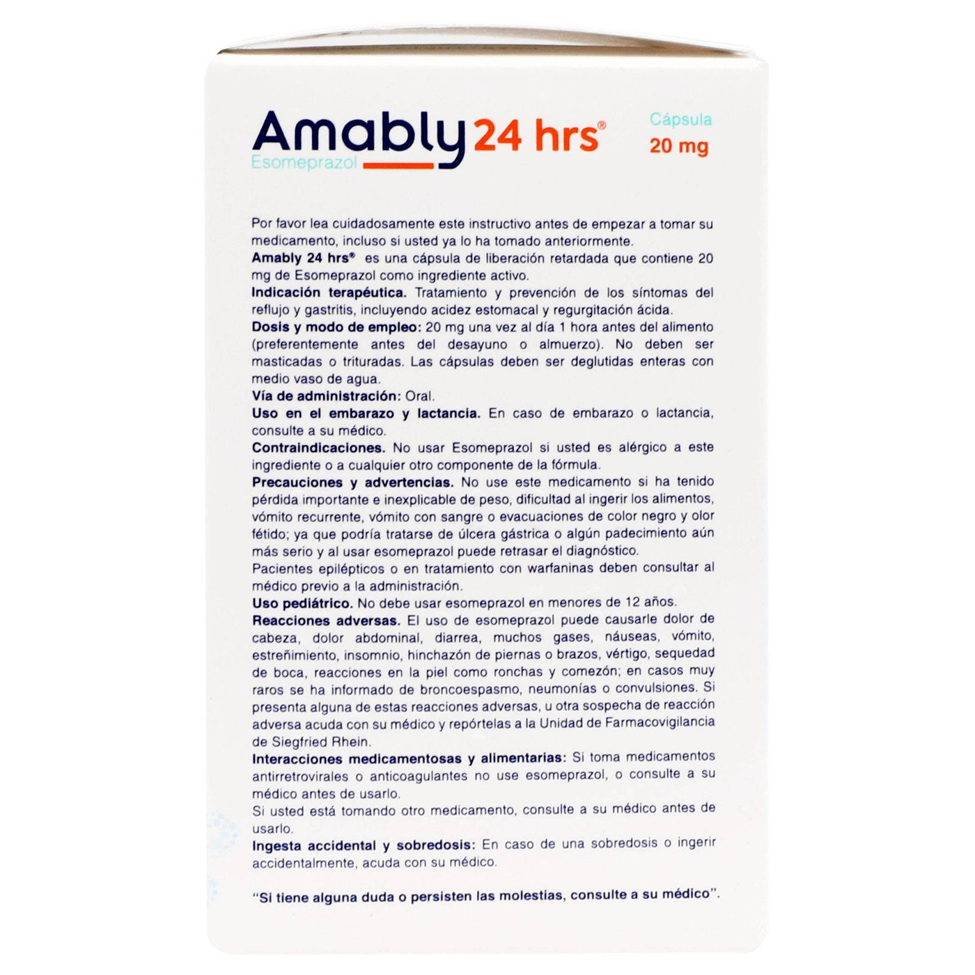 Amably (Esomeprazol) Capsulas 20Mg Con 7 — WeCare Pharma
