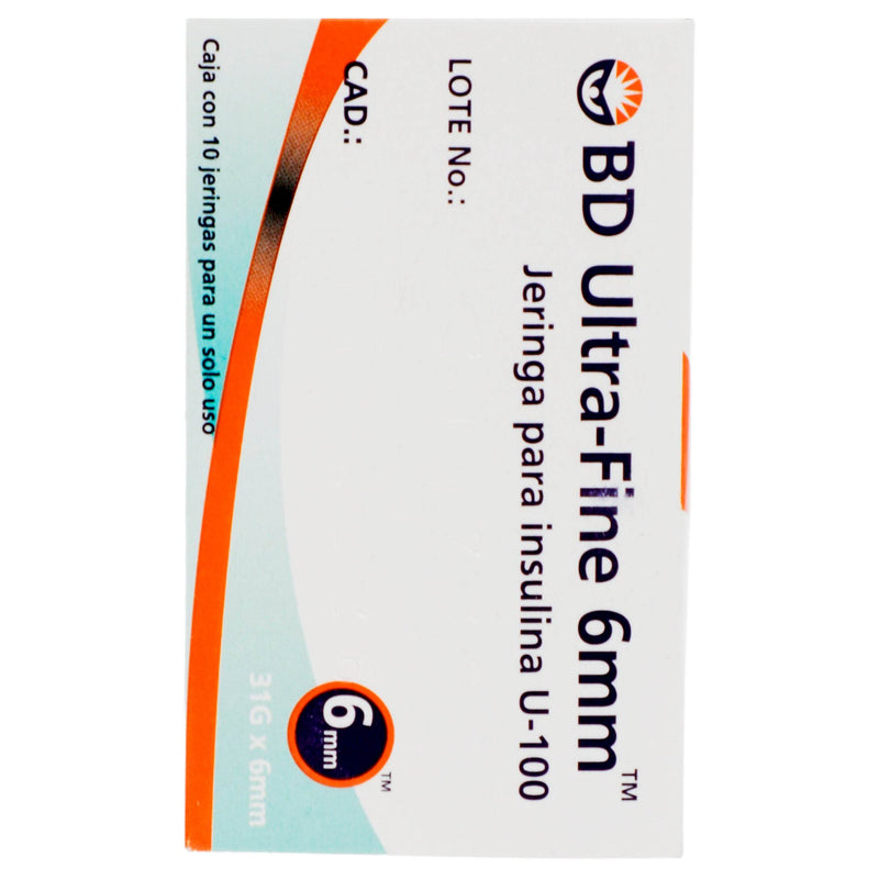 Jeringa Insulina Ultrafine Bd 1Ml 31Gx6Mm Con 10 - WeCare Pharma