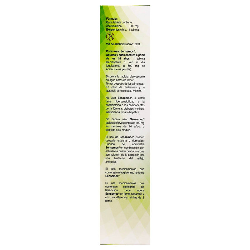 Sensemoc Efervecente V 600Mg Con 20 Tabletas (Acetilcisteina) - WeCare Pharma