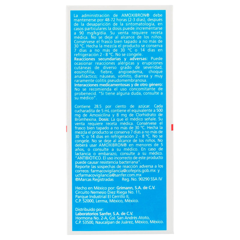 Amoxibron Suspensión 500Mg/8Mg/5Ml 75Ml (Amoxicilina/Bromhexina) - WeCare Pharma