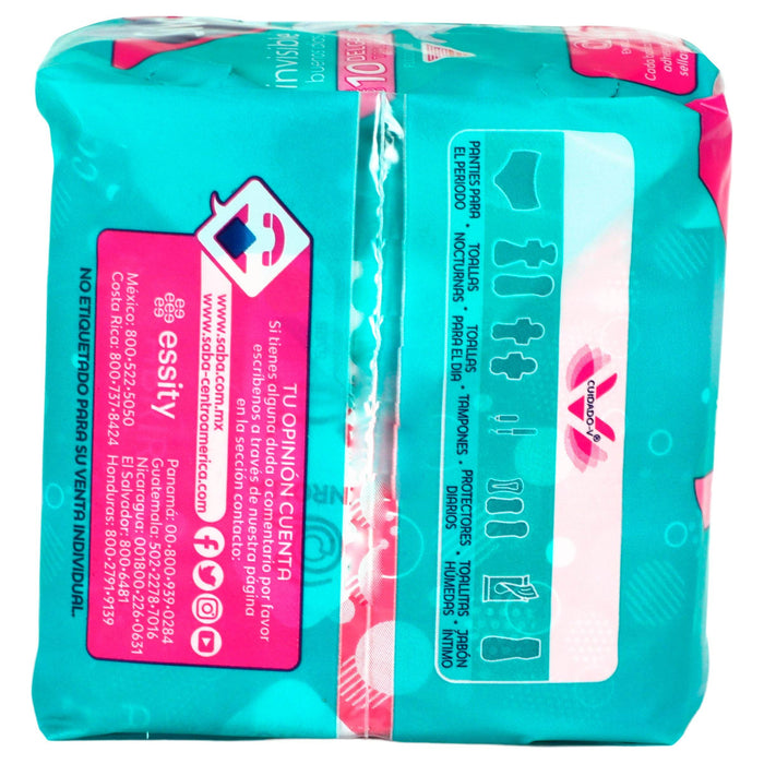 Toallas Saba Invisible Delgada Con Alas Con 10 - WeCare Pharma