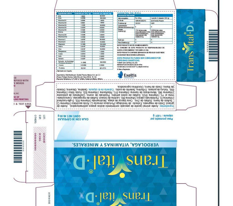 Transvital-D 46.83G Con 30 Capsulas (Omega 3/Extracto De Verdolaga/Vitaminas/Minerales) - WeCare Pharma