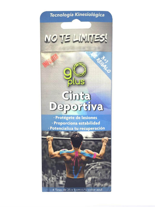 Cinta Deportiva Kinesiologica Precortada 4 Tiras Go Plus Azul - WeCare Pharma