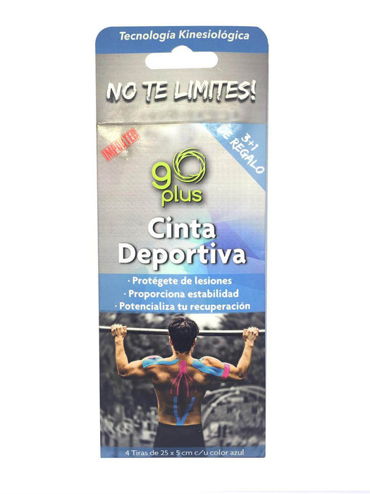 Cinta Deportiva Kinesiologica Precortada 4 Tiras Go Plus Azul - WeCare Pharma