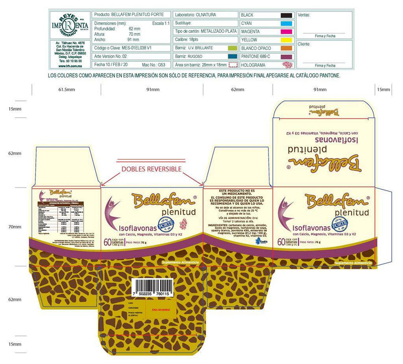 Bellafem Plenitud 76G Con 60 Tabletas (Suplemento Alimenticio) - WeCare Pharma