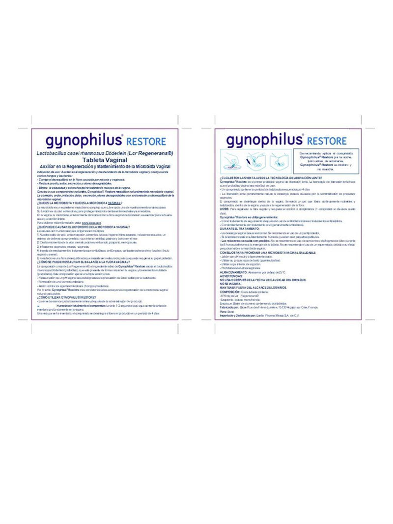 Gynophilus Restore Tabletas Vaginal Con 2 - WeCare Pharma
