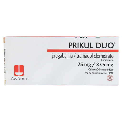 Prikul Duo PregabalinaTramadol Clorhidrato Tabletas 75Mg37.5Mg Con 20 7730766002330