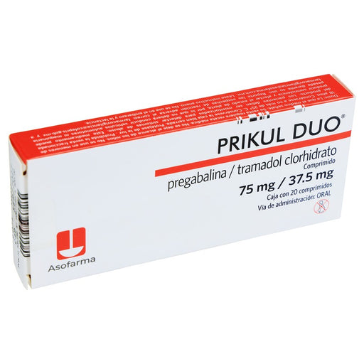 Prikul Duo PregabalinaTramadol Clorhidrato Tabletas 75Mg37.5Mg Con 20 7730766002330 2