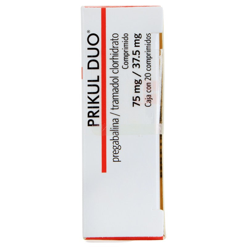 Prikul Duo PregabalinaTramadol Clorhidrato Tabletas 75Mg37.5Mg Con 20 7730766002330 5