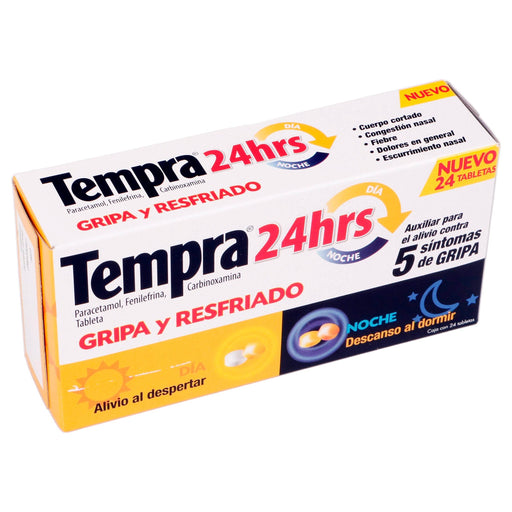 Tempra 24Hrs 400Mg/20Mg Con 24 Tabletas (Paracetamol/Fenilefrina/Carbinoxamina) - WeCare Pharma