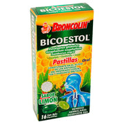 Broncolin Bicoestol Pastillas 2.5G Con 16 Limon (Eucaliptus Globulus/Gnaphalium/Sambucus Nigra) - WeCare Pharma