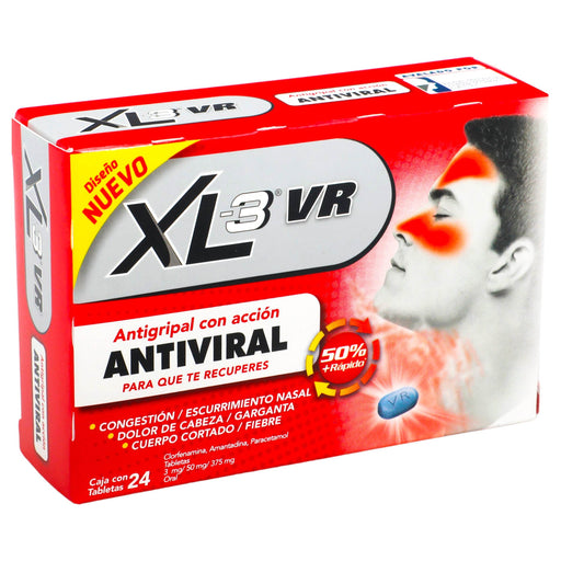 Xl-3 Vr 3Mg/50Mg/375Mg Con 24 Tabletas (Clorfenamina/Paracetamol/Amantadina) - WeCare Pharma
