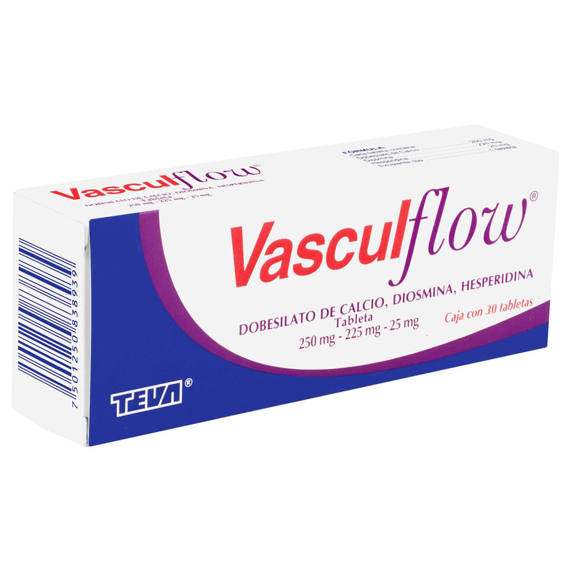 Vasculflow 250Mg/225Mg/25Mg Con 30 Tabletas (Bobesilato De Calcio/Diosmina/Hesperidina) - WeCare Pharma
