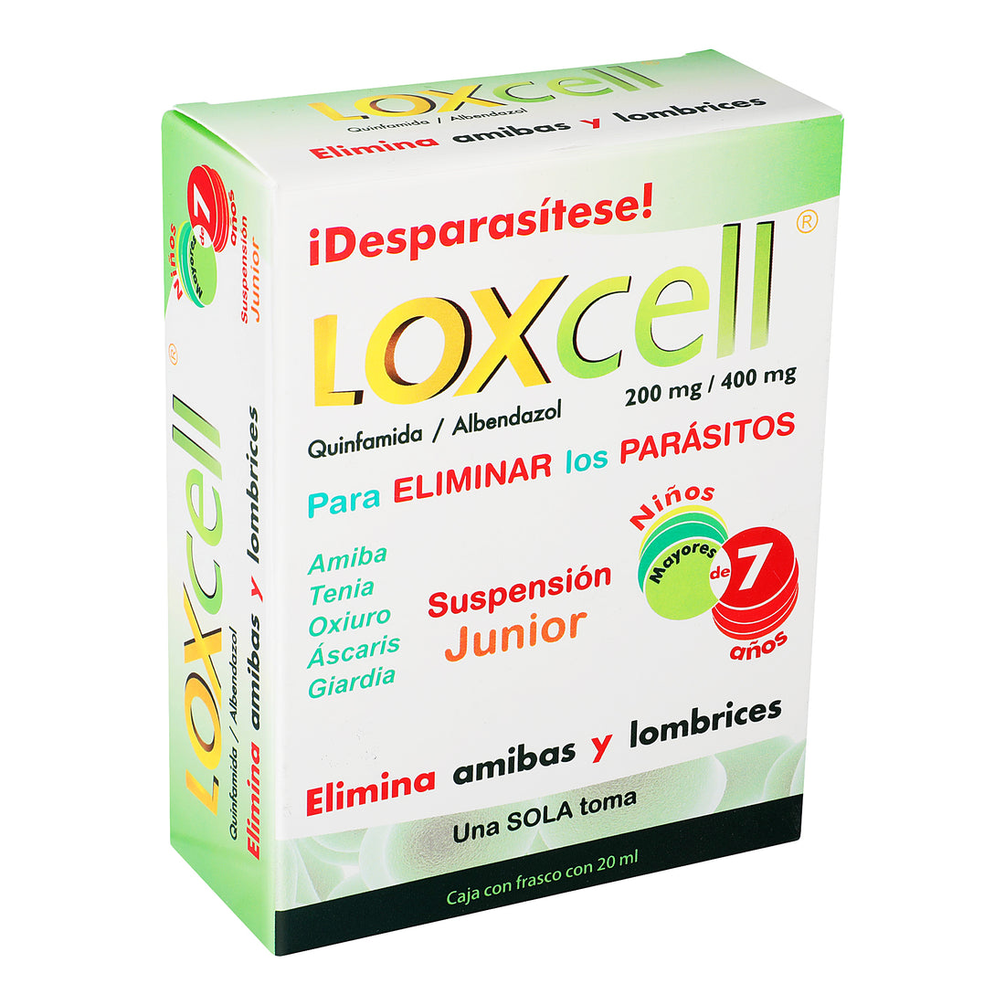 Loxcell Junior Suspensión 400Mg/200Mg 20Ml (Albendazol/Quinfamida) 2 - 7502224227346