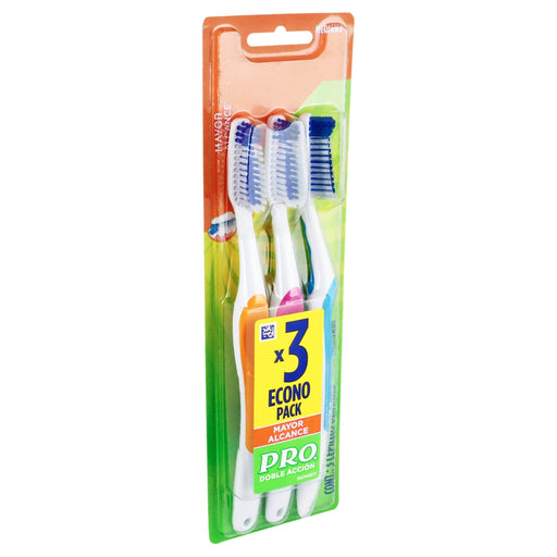 Cepillo Dental Mediano Pro-Doble Accion Con 3 - WeCare Pharma