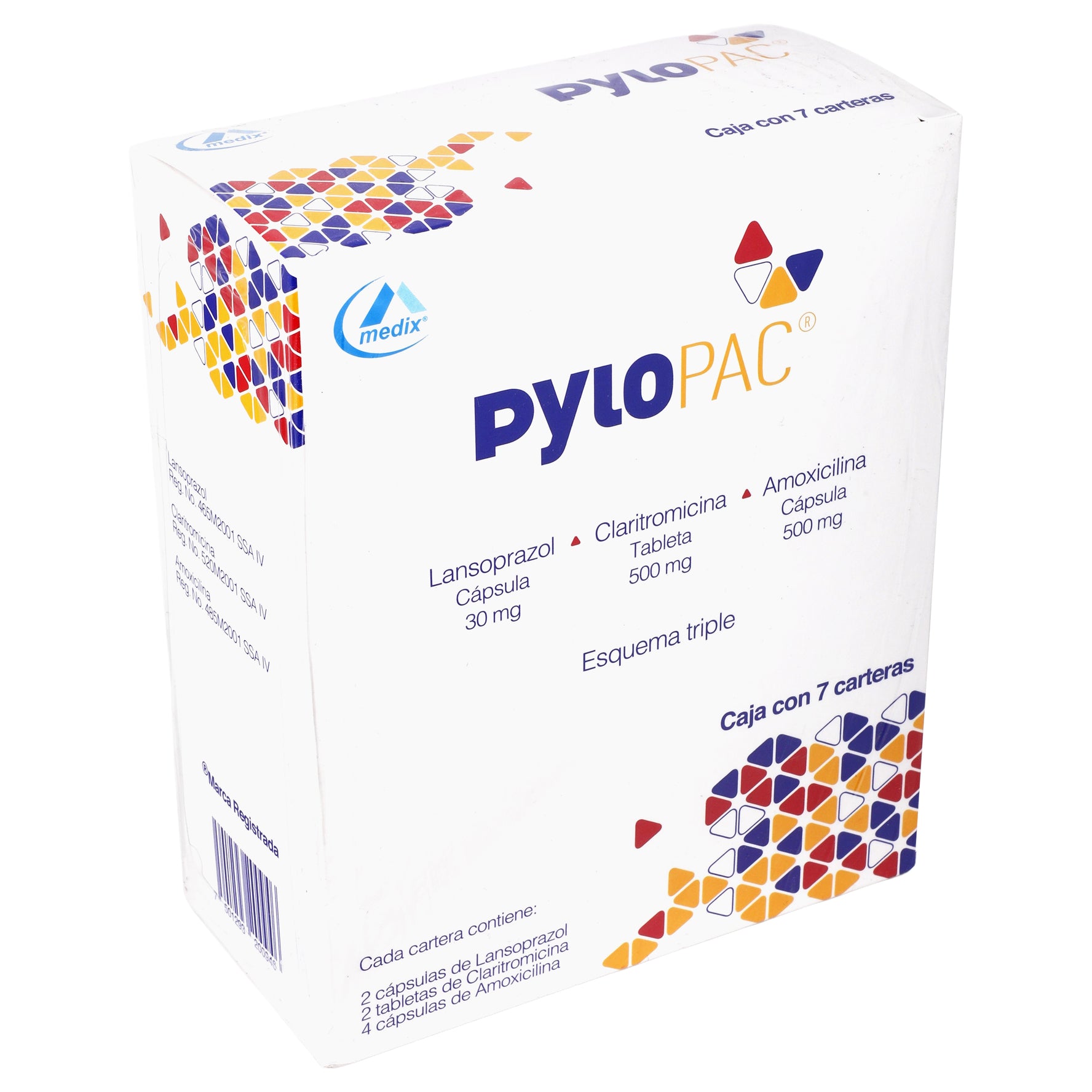 Pylopac 30Mg/500Mg/500Mg Con 7 Pack Capsulas (Lansoprazol/Claritromicina/Amoxicilina) 2 - 7501293200946