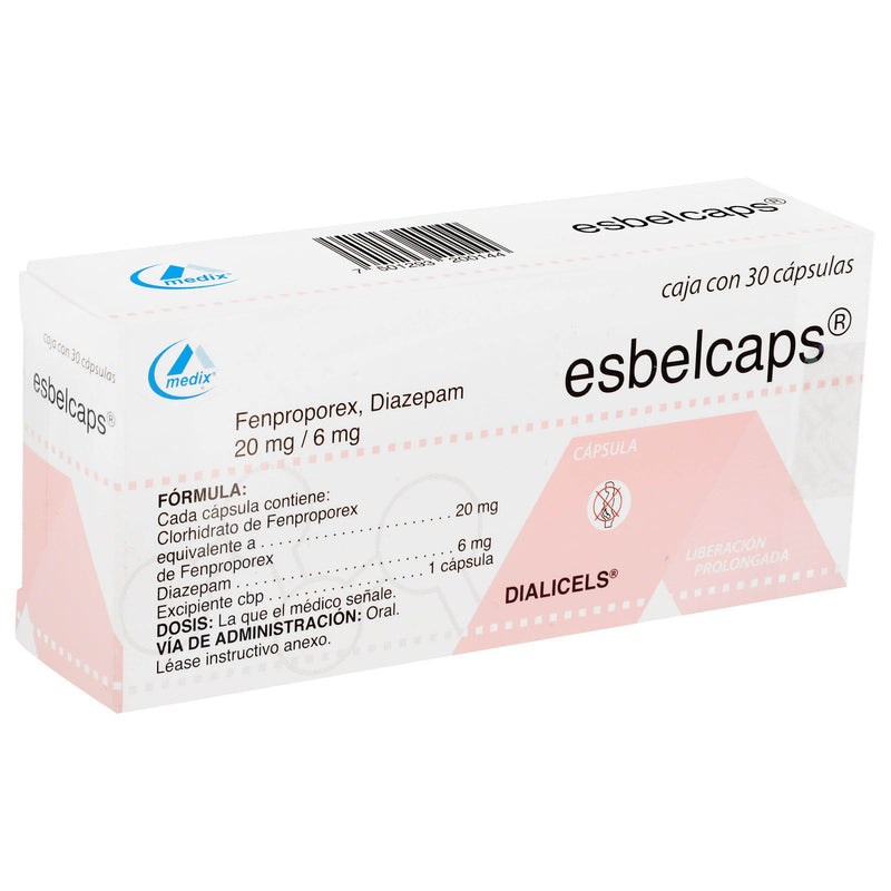 Esbelcaps (Fenproporex/Diazepam) Capsulas 20Mg/6Mg Con 30 - WeCare Pharma
