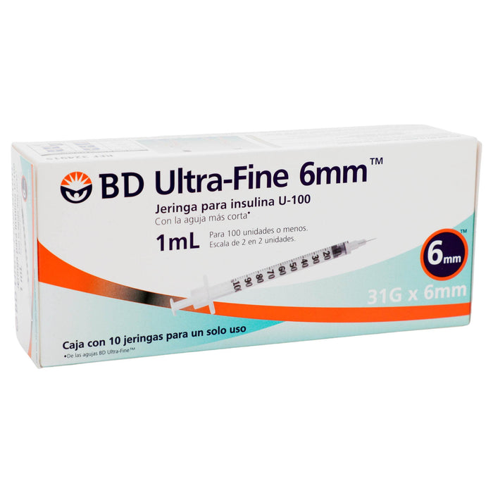 Jeringa Insulina Ultrafine Bd 1Ml 31Gx6Mm Con 10 - WeCare Pharma