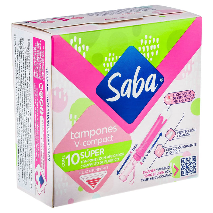 Tampones Saba Super V-Compacto Con 10 - WeCare Pharma