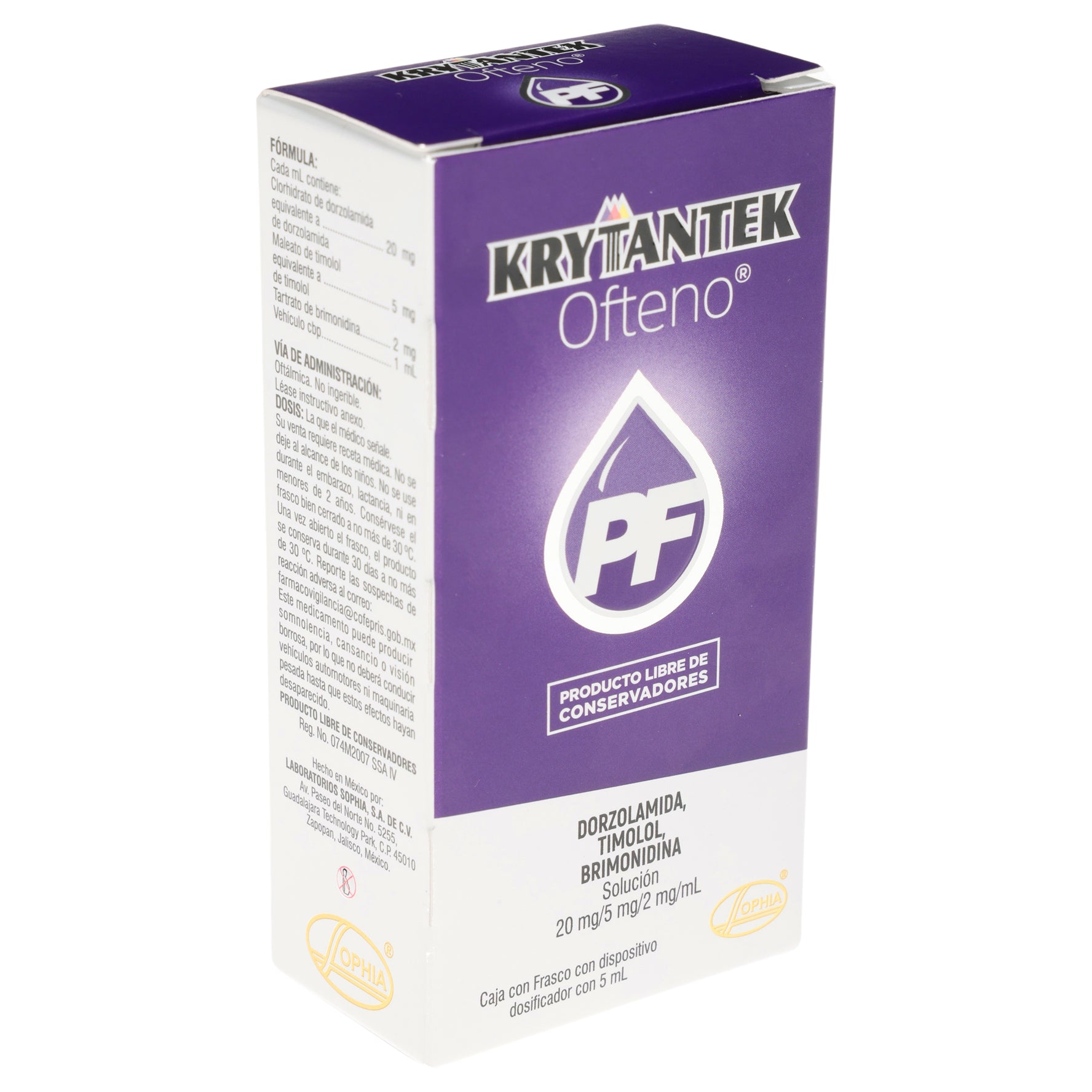 Krytantek Ofteno Pf Gotas 20Mg/5Mg/2Mg/Ml 5Ml (Dorzolamida/Timolol/Brimonidina) 2 - 736085413601