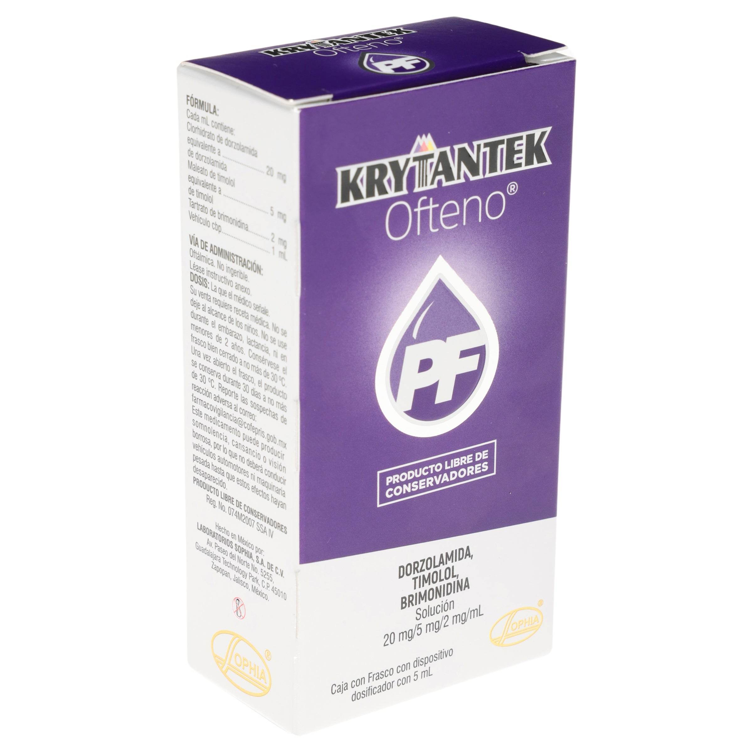 Krytantek Ofteno Pf Gotas 20Mg/5Mg/2Mg/Ml 5Ml (Dorzolamida/Timolol/Bri ...