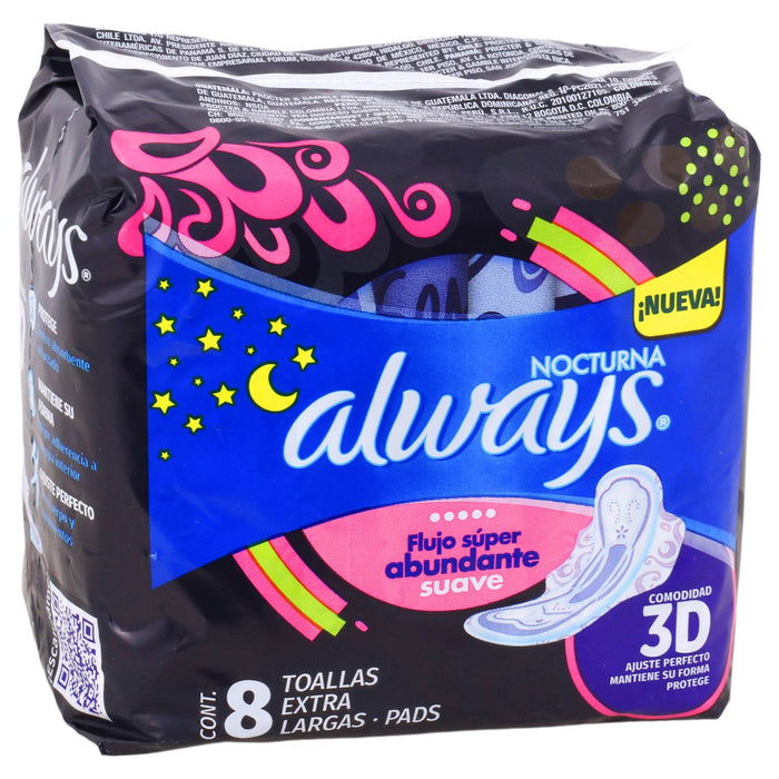 Toallas Always Noches Tranquilas Suave Con 8 - WeCare Pharma