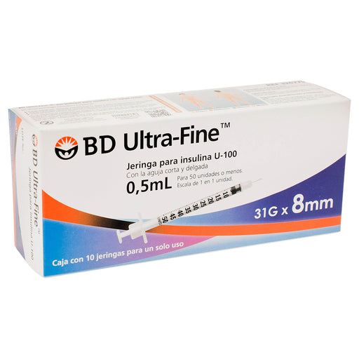 Jeringa Insulina Ultrafine Bd 0.5Ml 31Gx8Mm Con 10 - WeCare Pharma