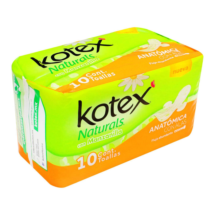 Toallas Kotex Naturals Manzanilla Con Alas Con 10 - WeCare Pharma