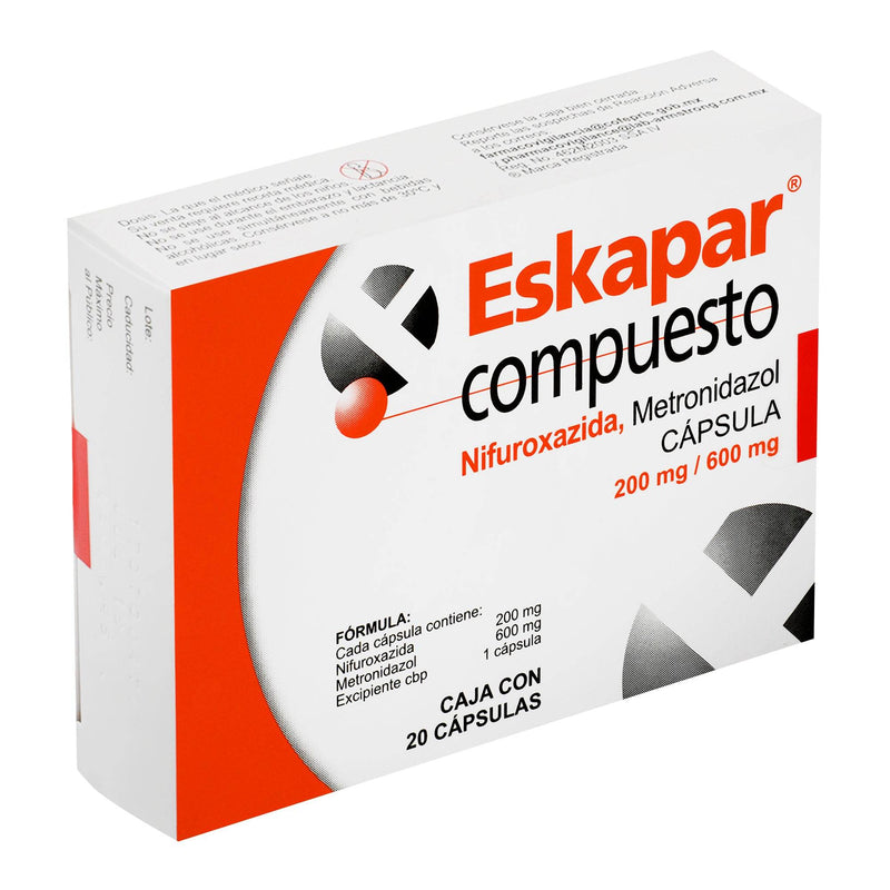 Eskapar Compuesto 200Mg/600Mg Con 20 Capsulas (Nifuroxazida/Metronidazol) - WeCare Pharma