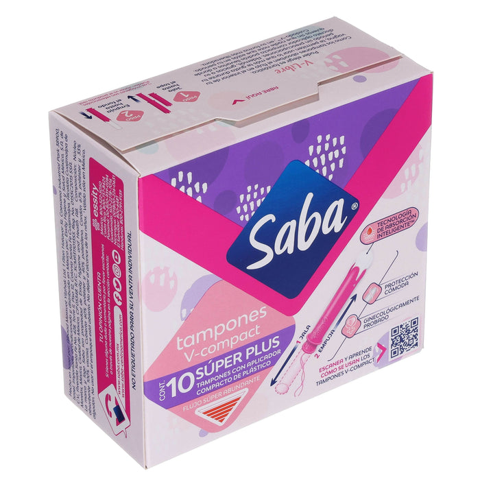Tampones Saba Súper Plus V-Compacto Con 10 - WeCare Pharma