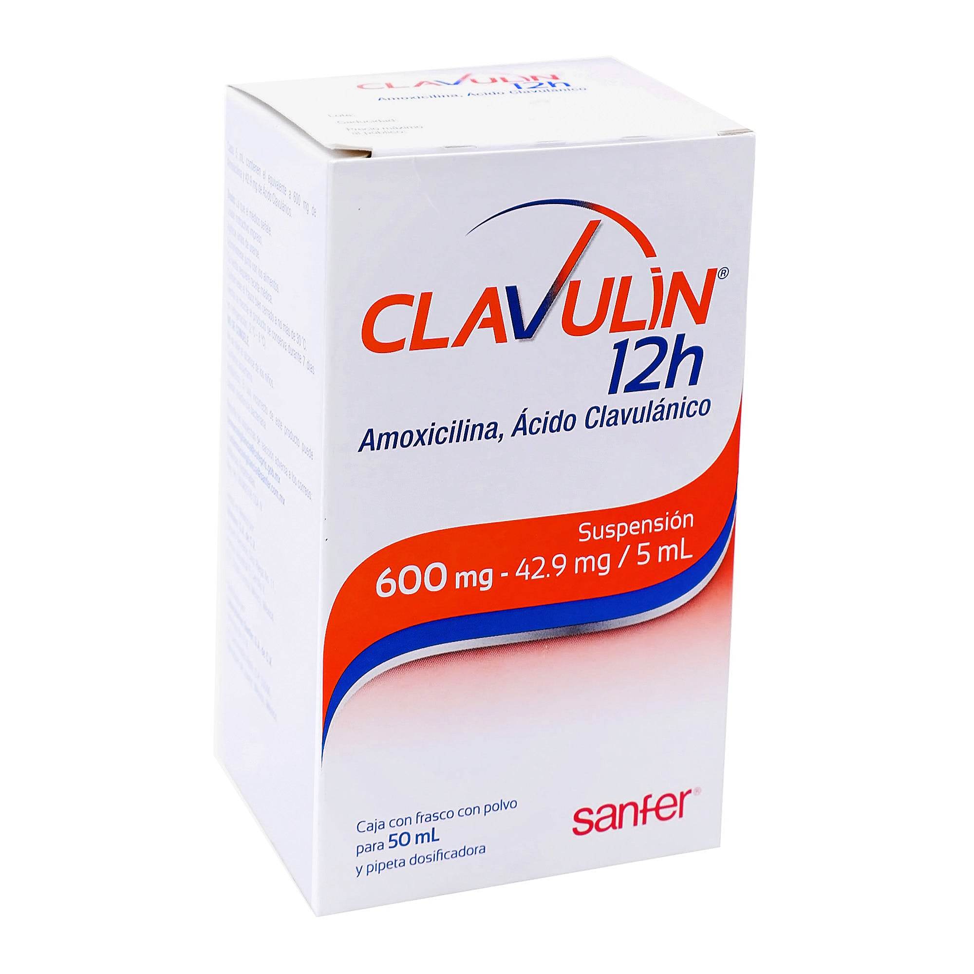 Clavulin 12H Suspensión 600/42.9Mg/5Ml 50Ml (Amoxicilina/Acido Clavula ...