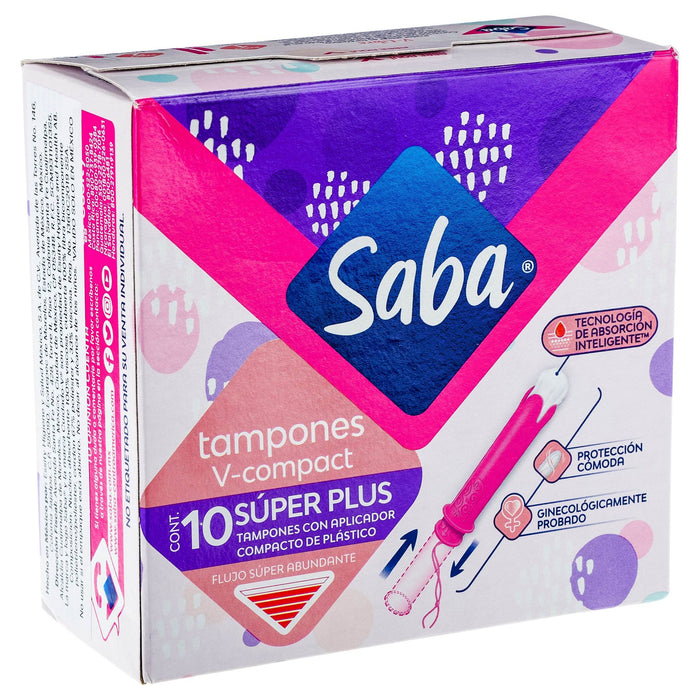 Tampones Saba Súper Plus V-Compacto Con 10 - WeCare Pharma