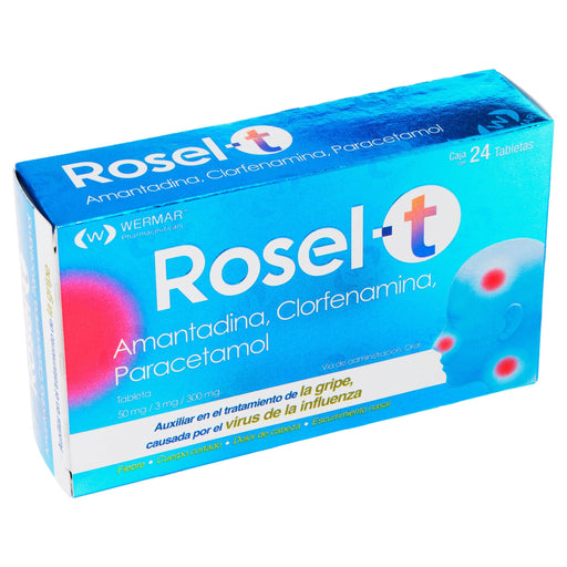 Rosel T 50Mg/3/300Mg Con 24 Tabletas (Amantadina/Clorfenamina/Paracetamol) - WeCare Pharma