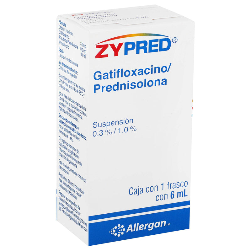 Zypred Gotas 0.3%/1% 6Ml (Gatifloxacino/Prednisolona) - WeCare Pharma