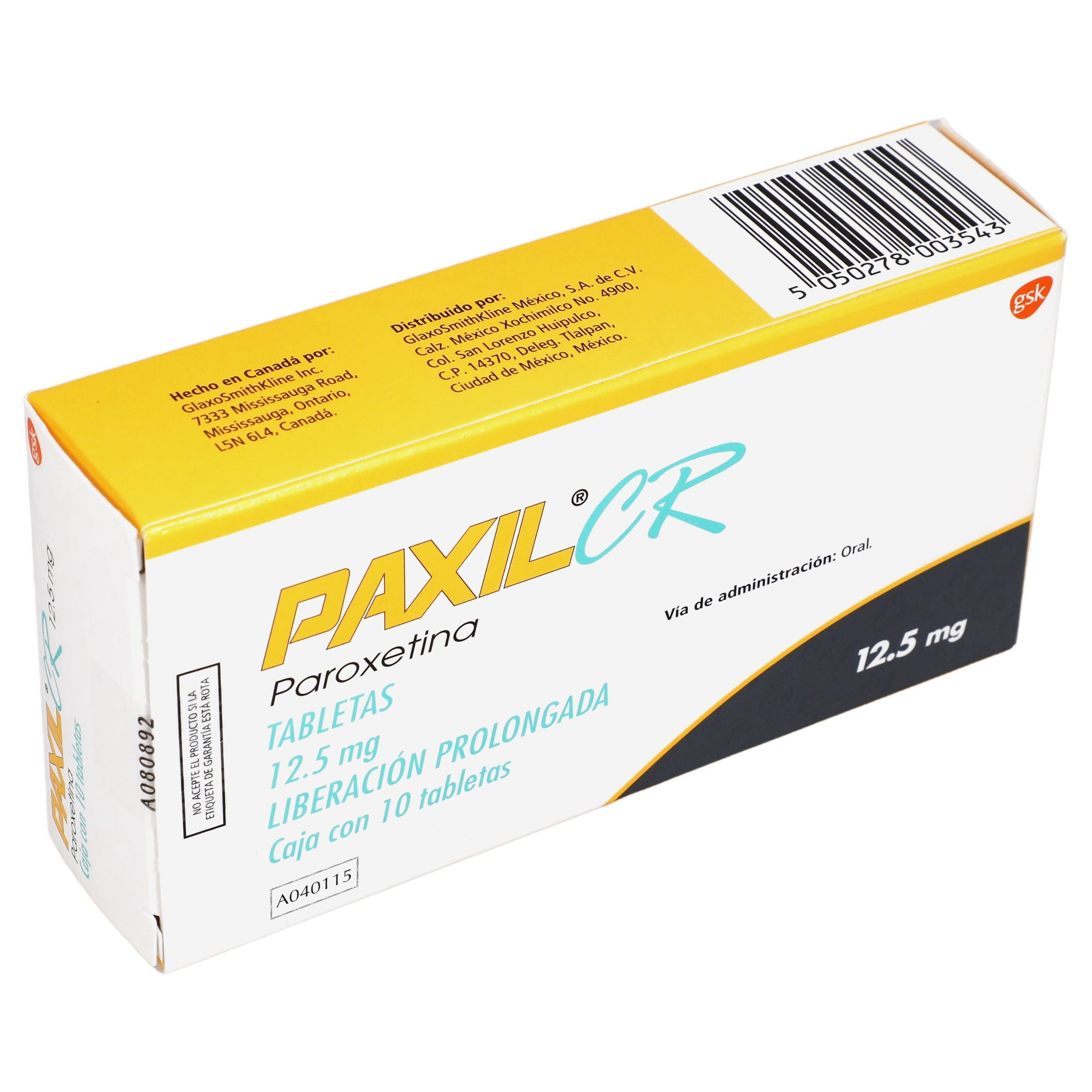 Paxil Cr 12.5Mg Con 10 Tabletas (Paroxetina) 3 - 5050278003543