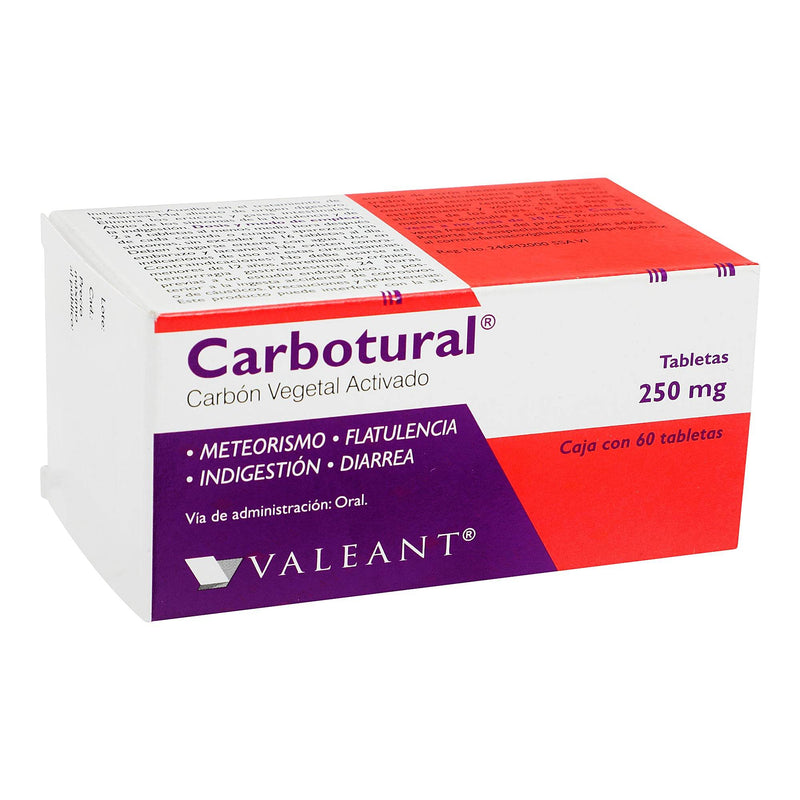 Carbotural 250Mg Con 60 Tabletas (Carbon Activado) - WeCare Pharma