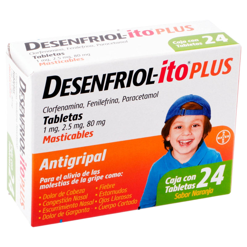 Desenfriol-Ito Plus 1Mg/2.5Mg/80Mg Con 24 Tabletas (Clorfenamina/Fenilefrina/Paracetamol) - WeCare Pharma