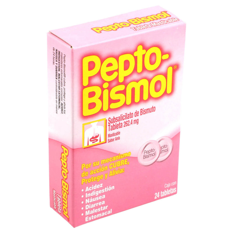 Pepto Bismol Mast 262Mg Con 24 Tabletas (Subsalicilato De Bismuto) - WeCare Pharma